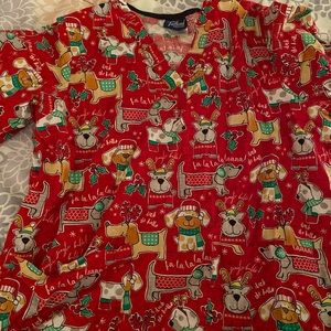 Christmas scrub top XL